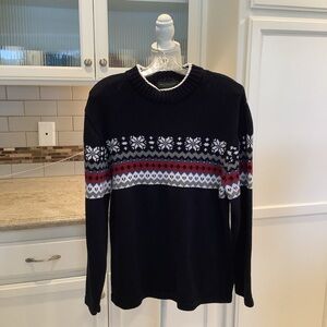 Great Northwest Black Snowflake Knit Sweater Size Medium Cotton